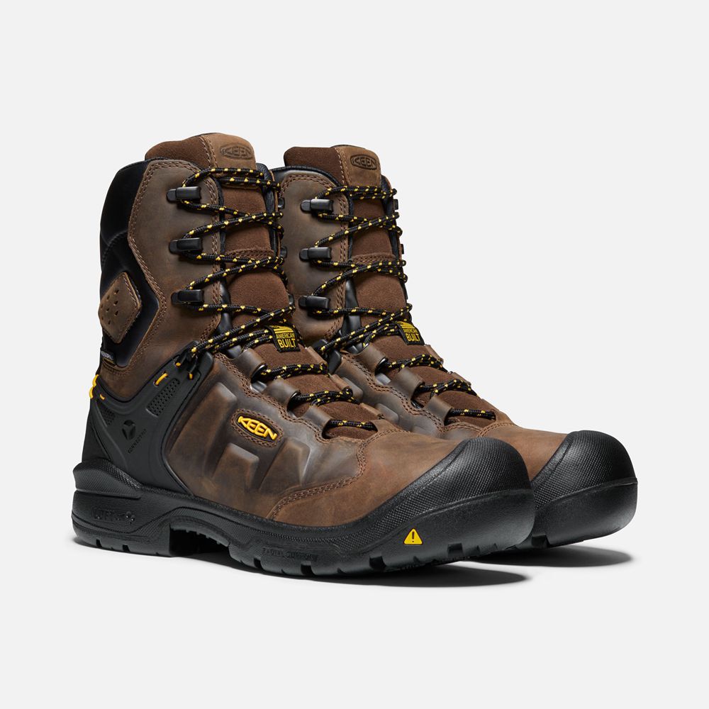 Botas de Trabajo Keen Mexico Marrom - Hombre Dover 8\" Waterproof (Carbon-Fiber Toe) - HN7058231